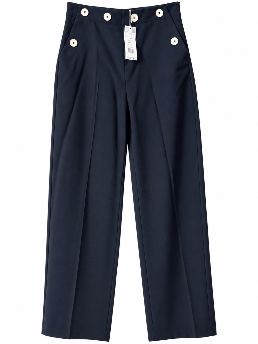 MNG Mango NWT Women’s Navy High-Waisted Button Detail Pants – Size 8